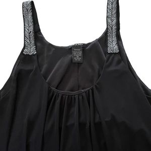 Sam & Max Black Sheer Lined Sleeveless Camisole with Beaded Straps Woman's 2X